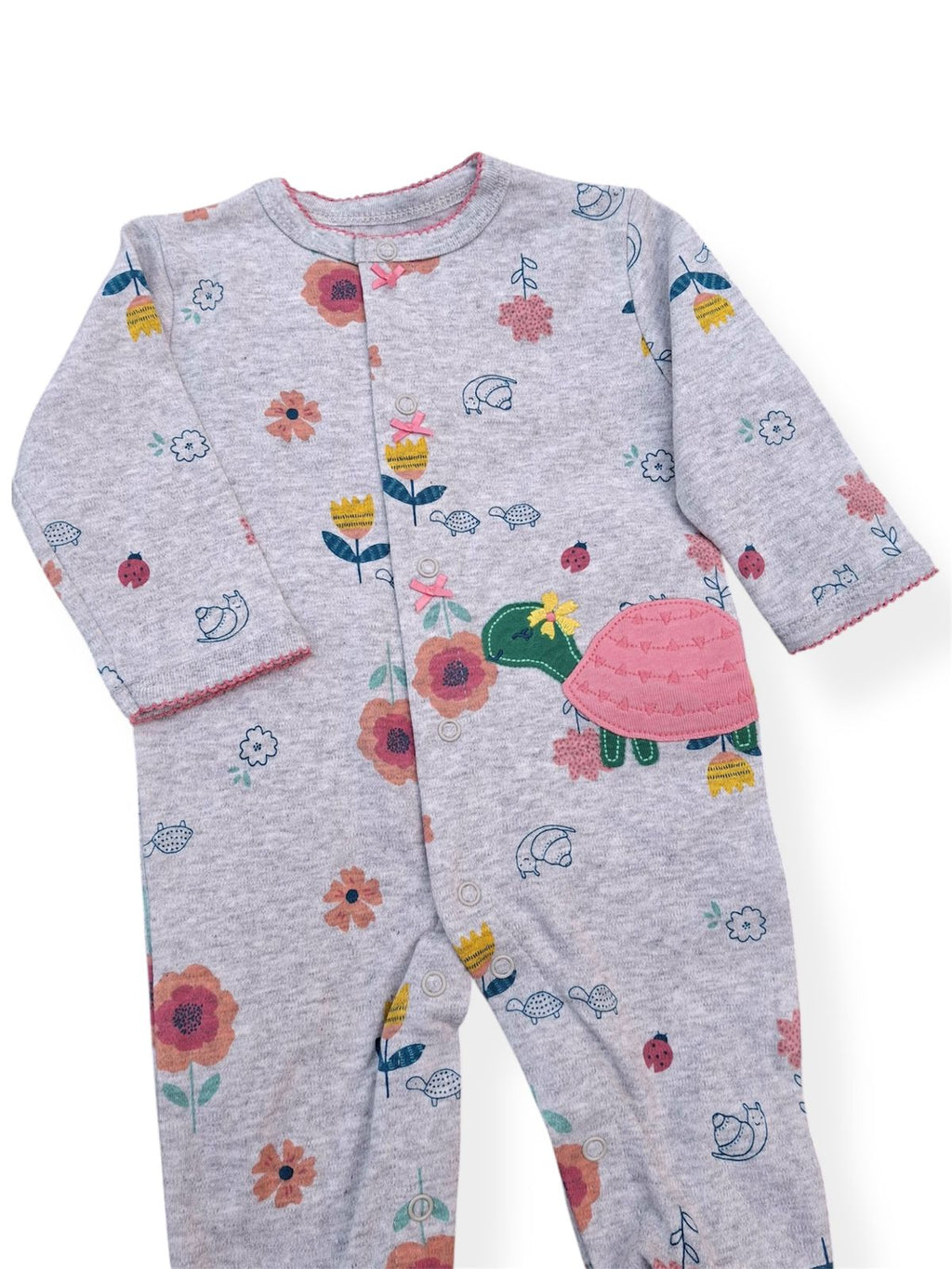 Floral Turtle Cotton Baby Romper
