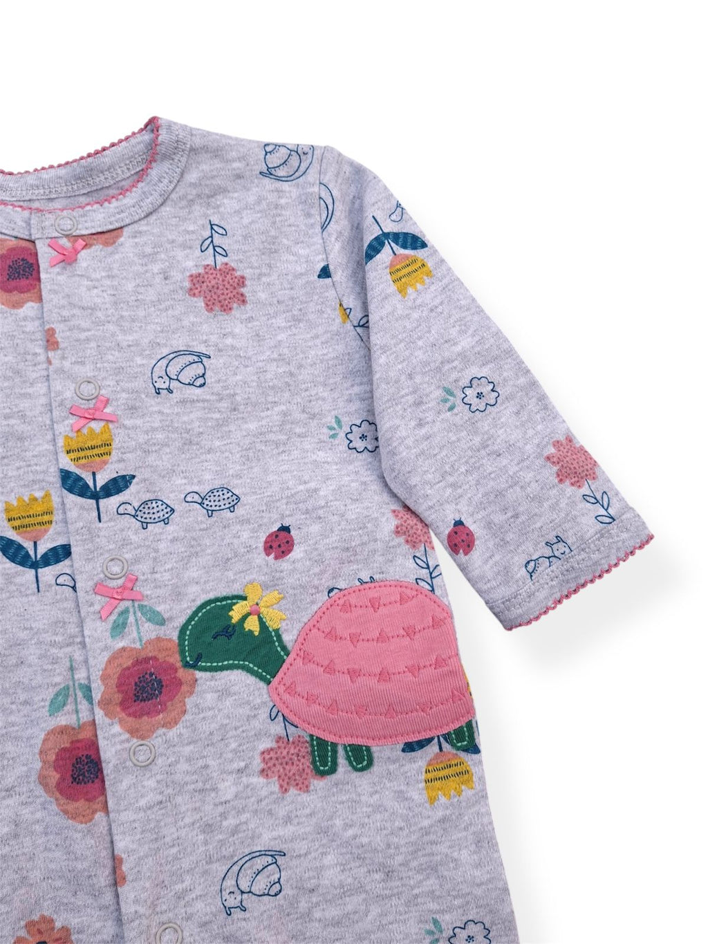 Floral Turtle Cotton Baby Romper