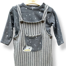 Load image into Gallery viewer, Grey Star Print Dungaree Baby Romper
