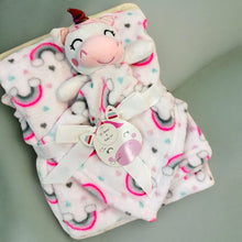 Load image into Gallery viewer, Unicorn Baby Blanket &amp; Plush Toy Set
