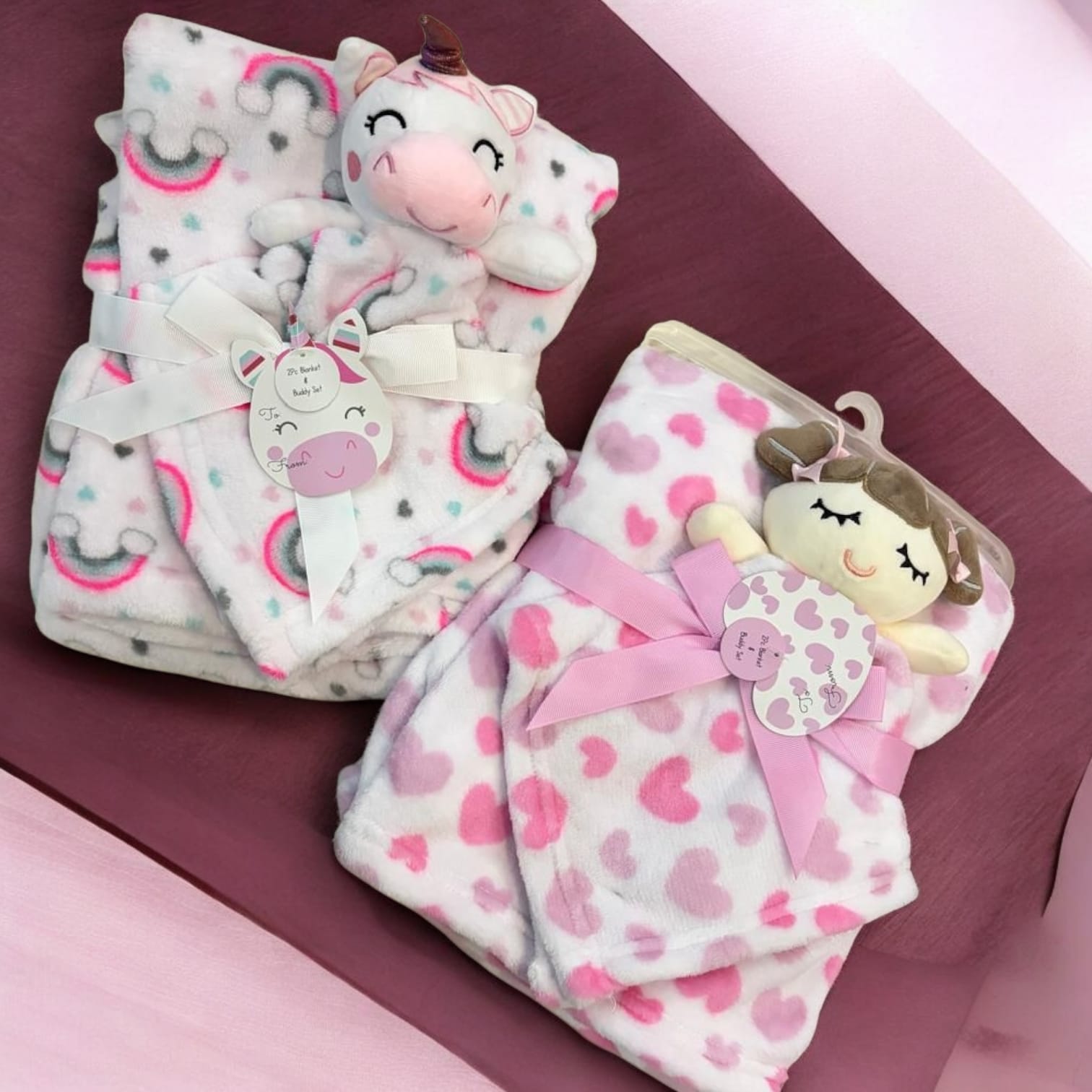 Tiny Hearts Baby Blanket Set
