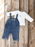 Cute Kitty Denim Dungaree Romper Set