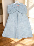 Sky Blue Textured Bow Cape Dress