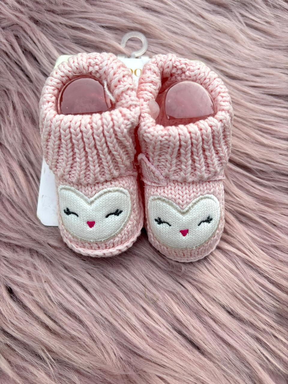 Pink Bunny Knit Baby Booties