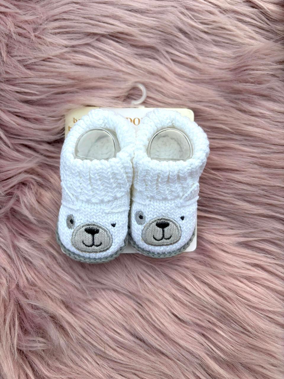 Snowy Bear Knit Baby Booties