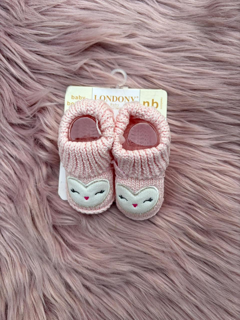 Pink Bunny Knit Baby Booties