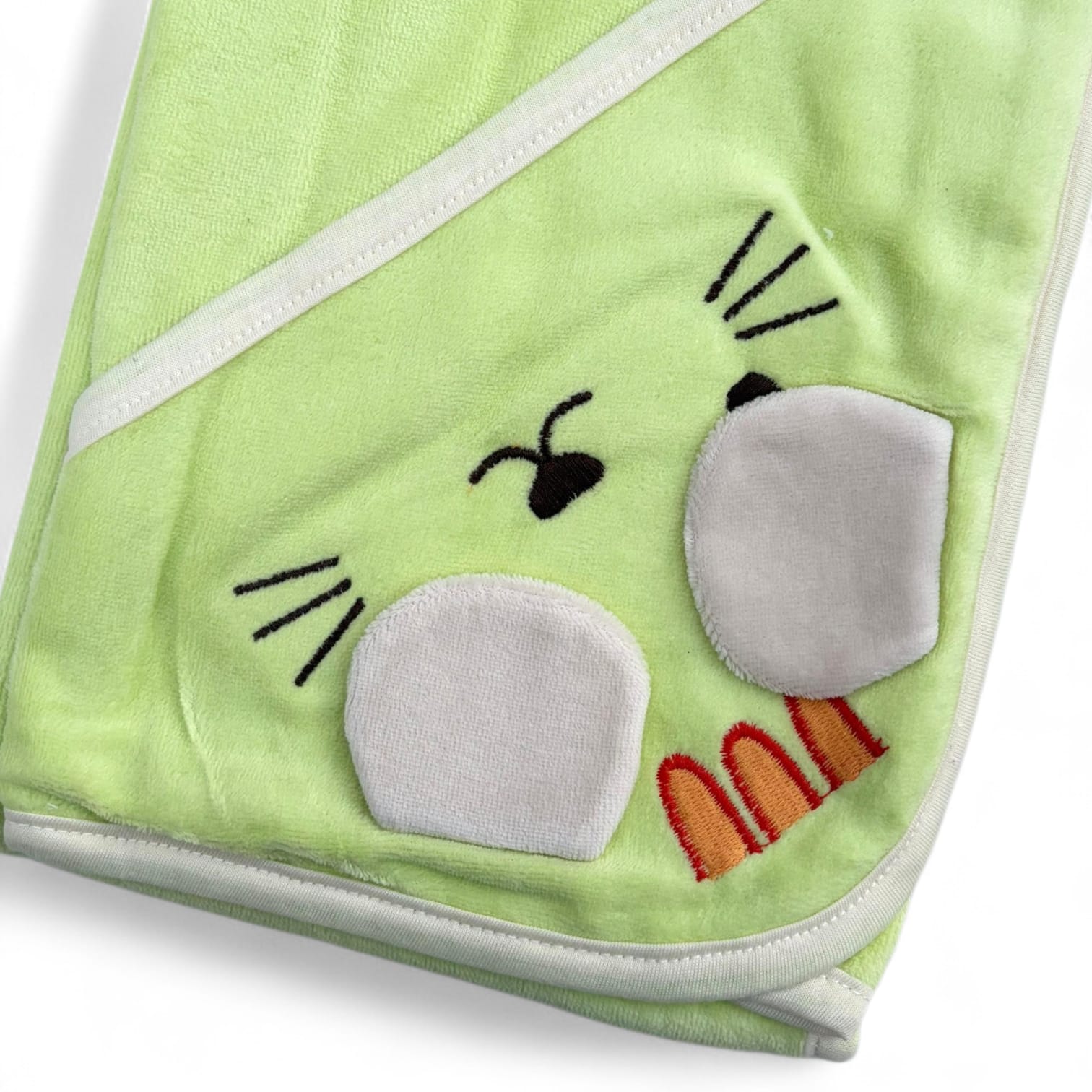 Soft Baby Hooded Towel with Cute Bunny Design-new born lemon green
