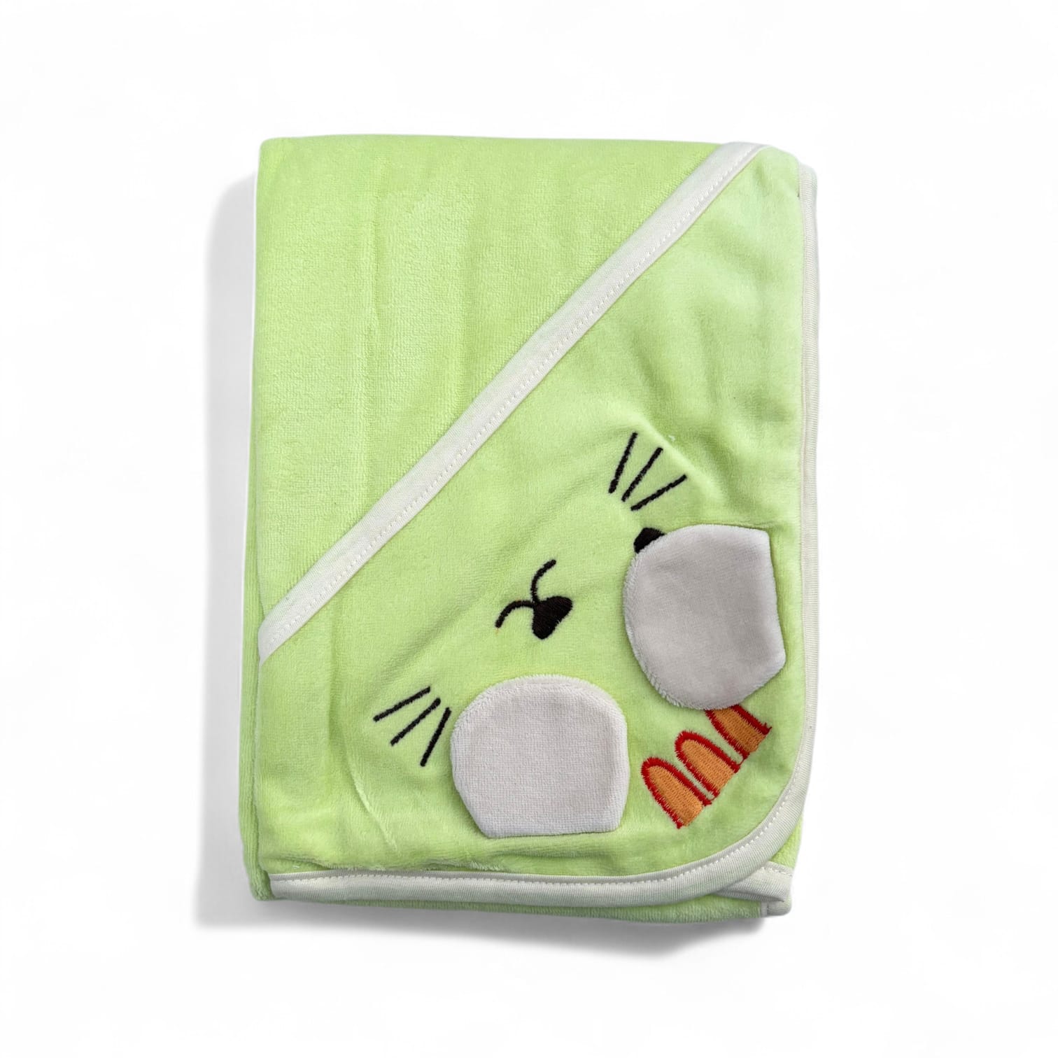 Soft Baby Hooded Towel with Cute Bunny Design-new born lemon green