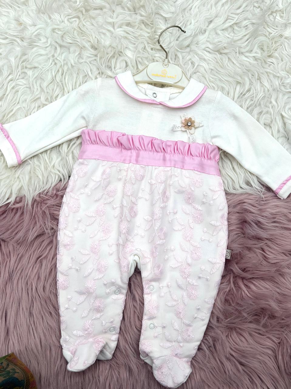 Tiny Blossom Embroidered Baby Romper