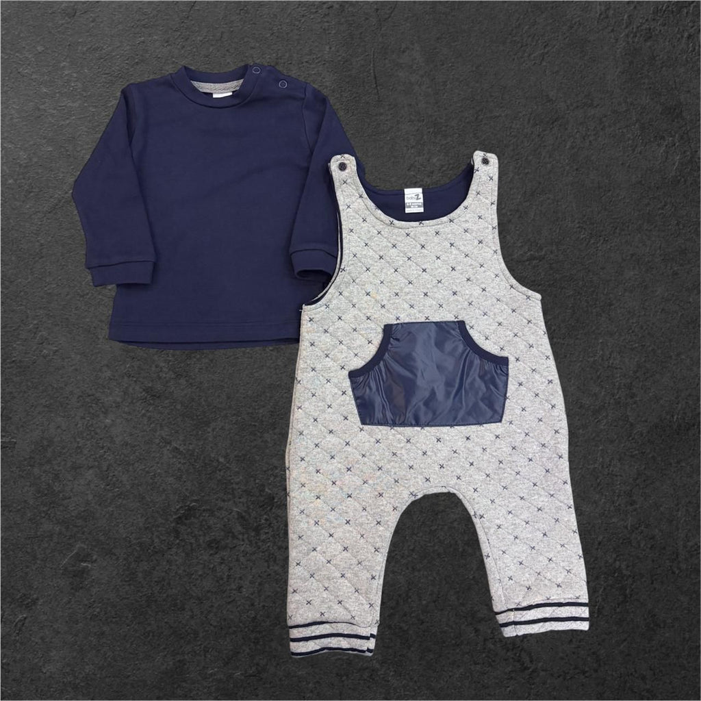 Cozy Navy Layered Baby Romper Set
