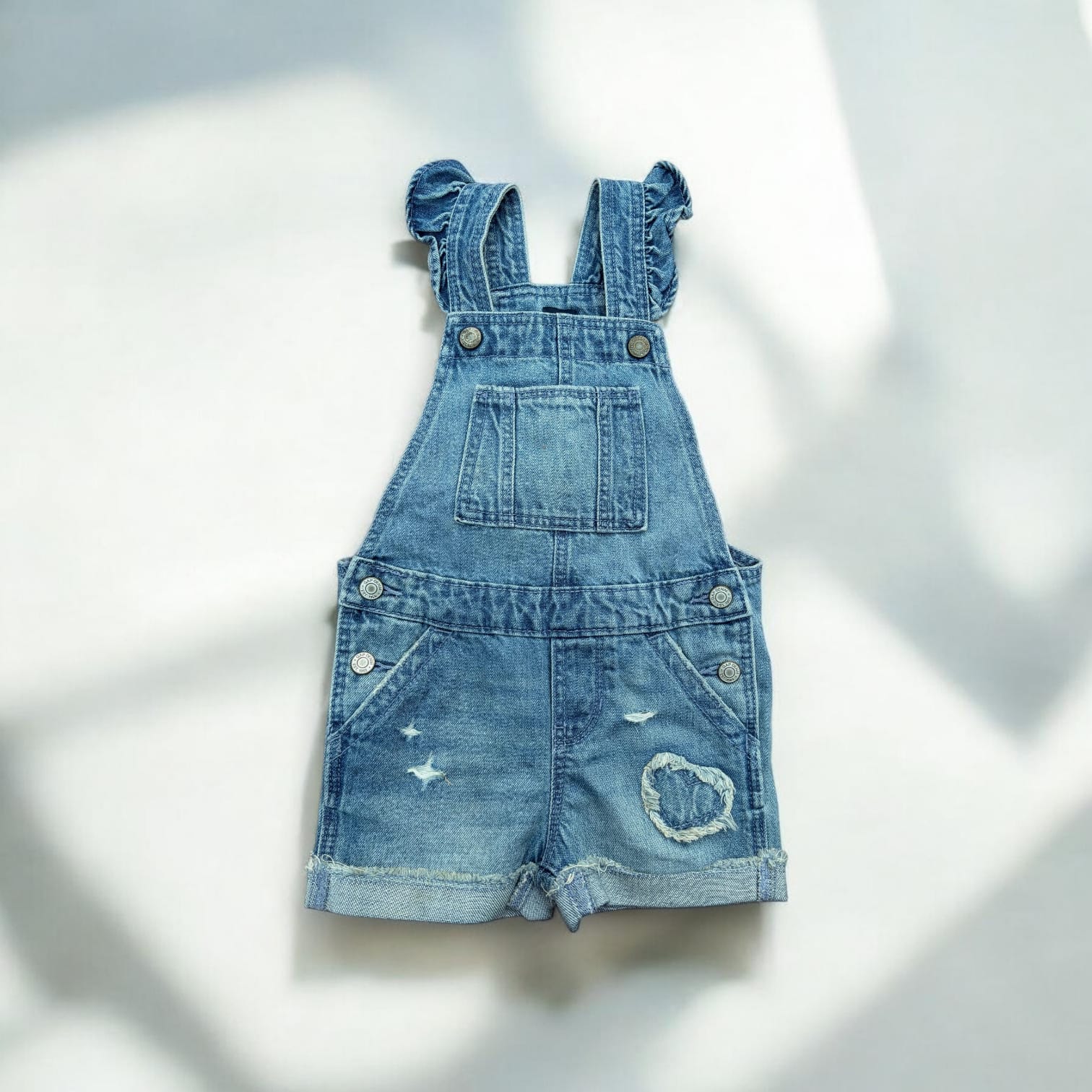 Cute Ruffle Strap Denim Baby Dungaree