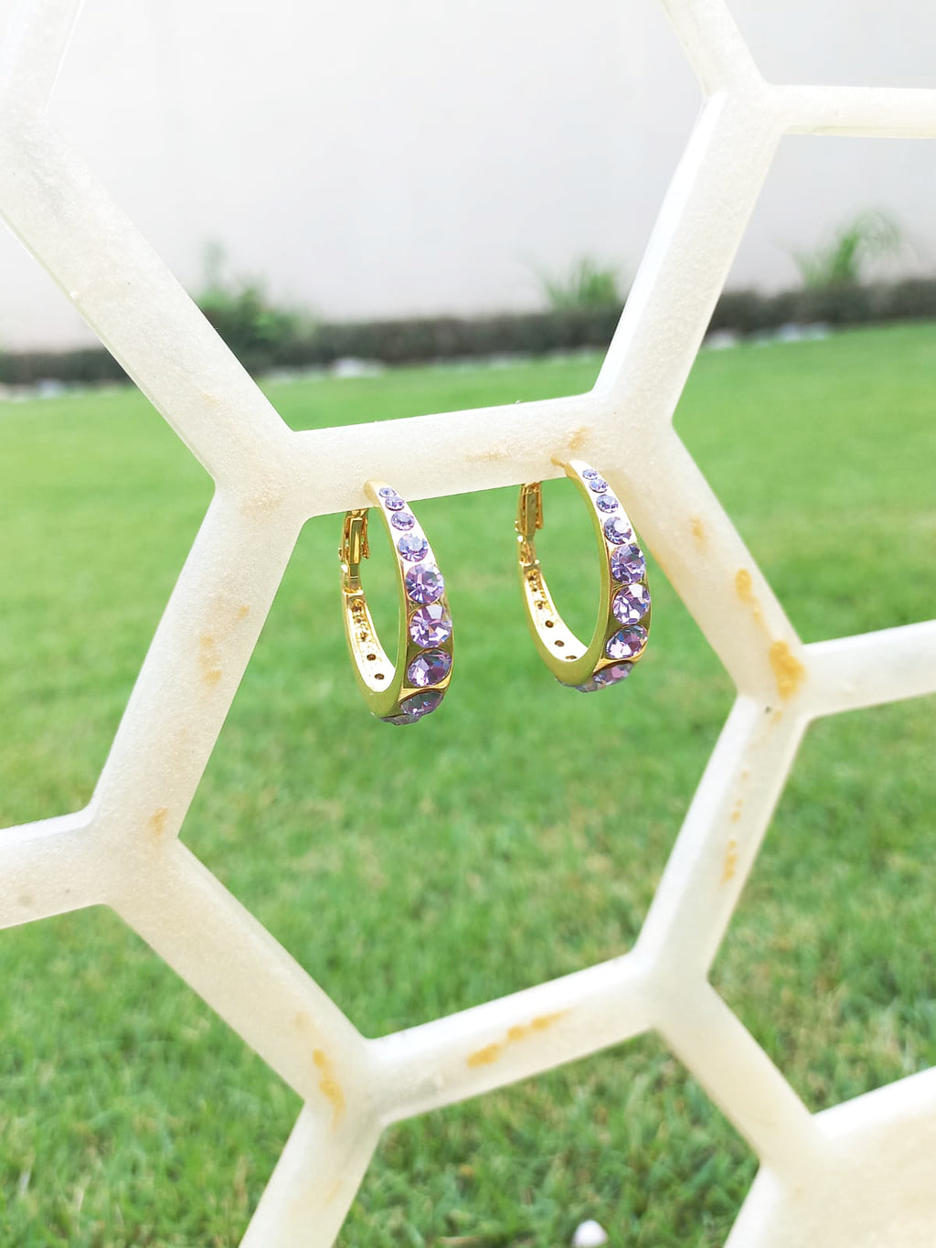 “Purple Hoop Earrings”
