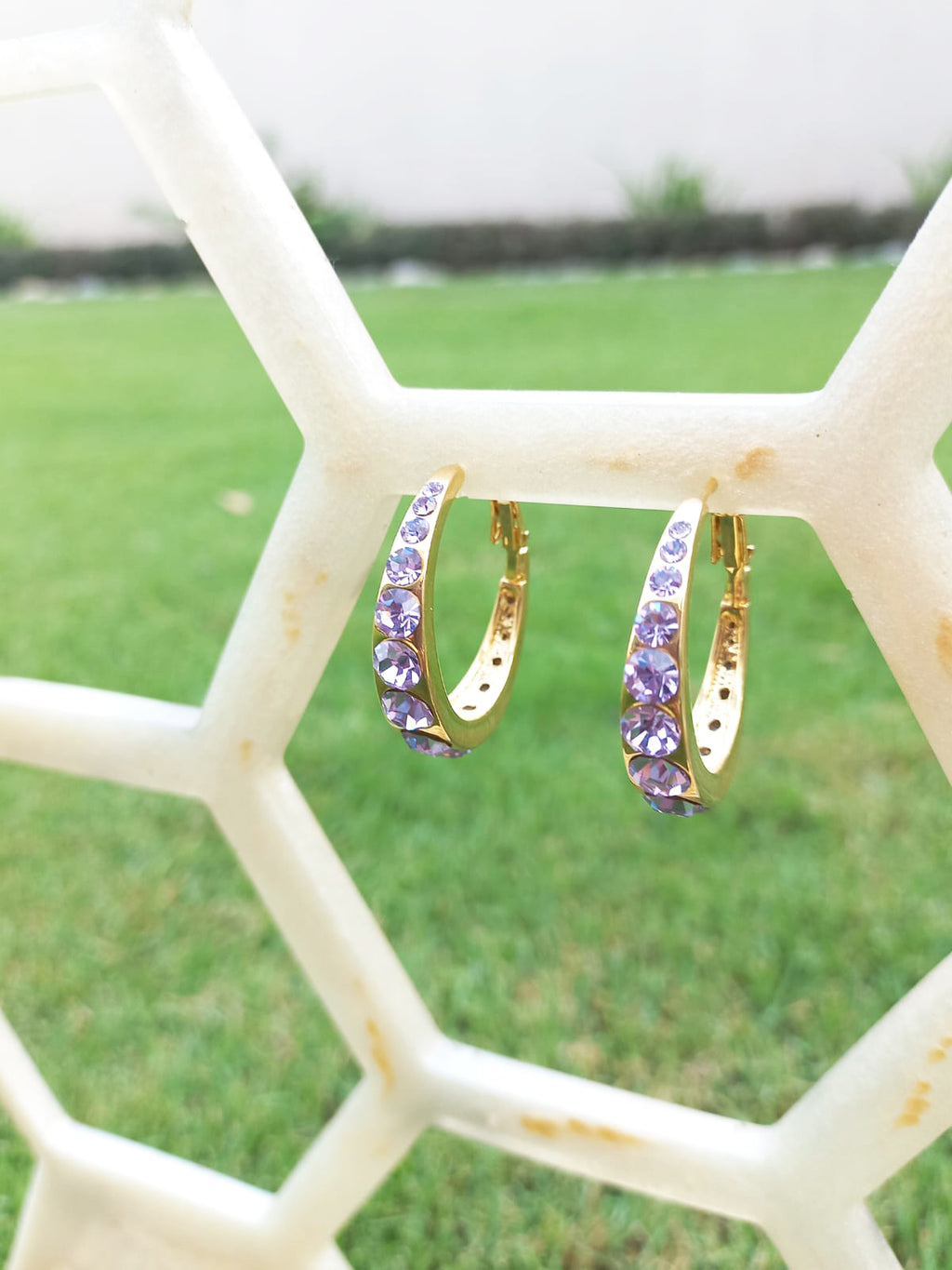 “Purple Hoop Earrings”