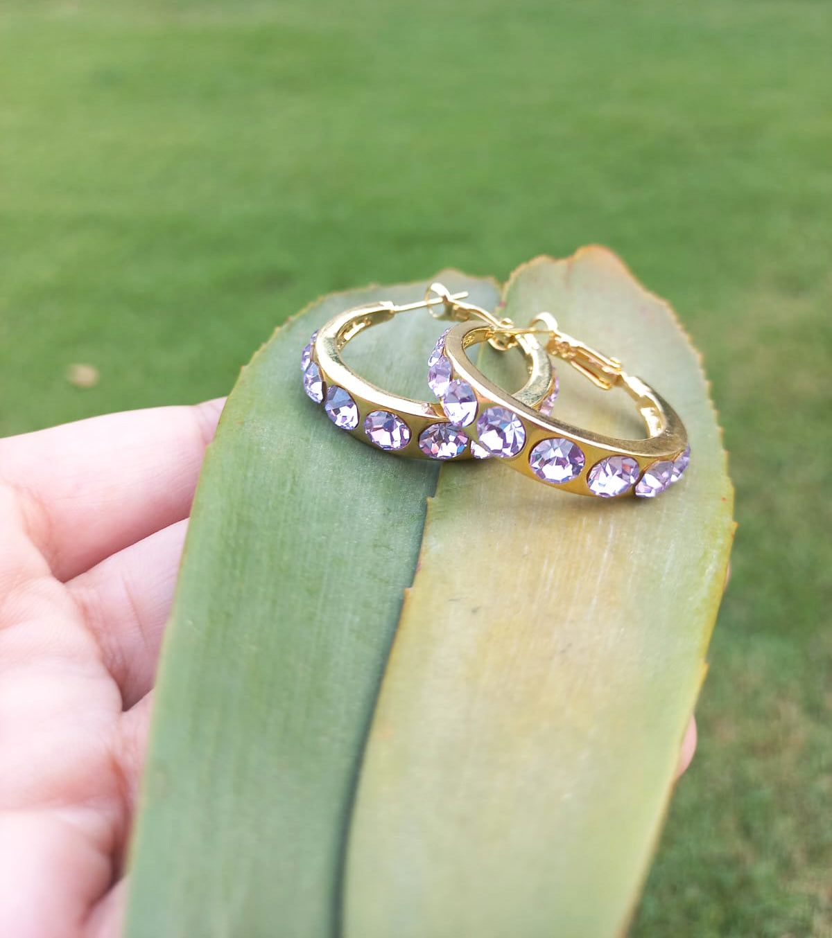 “Purple Hoop Earrings”