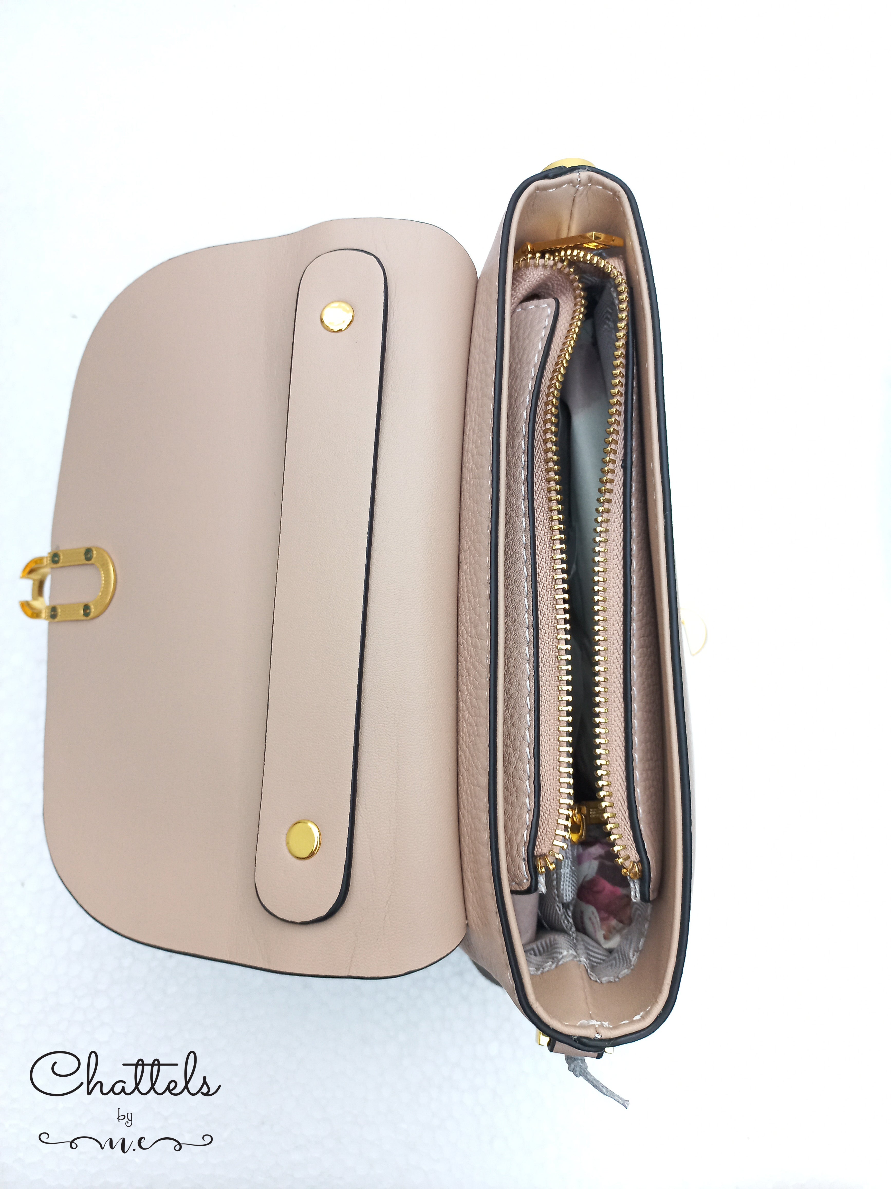 "Callie leather bag” (Beige)