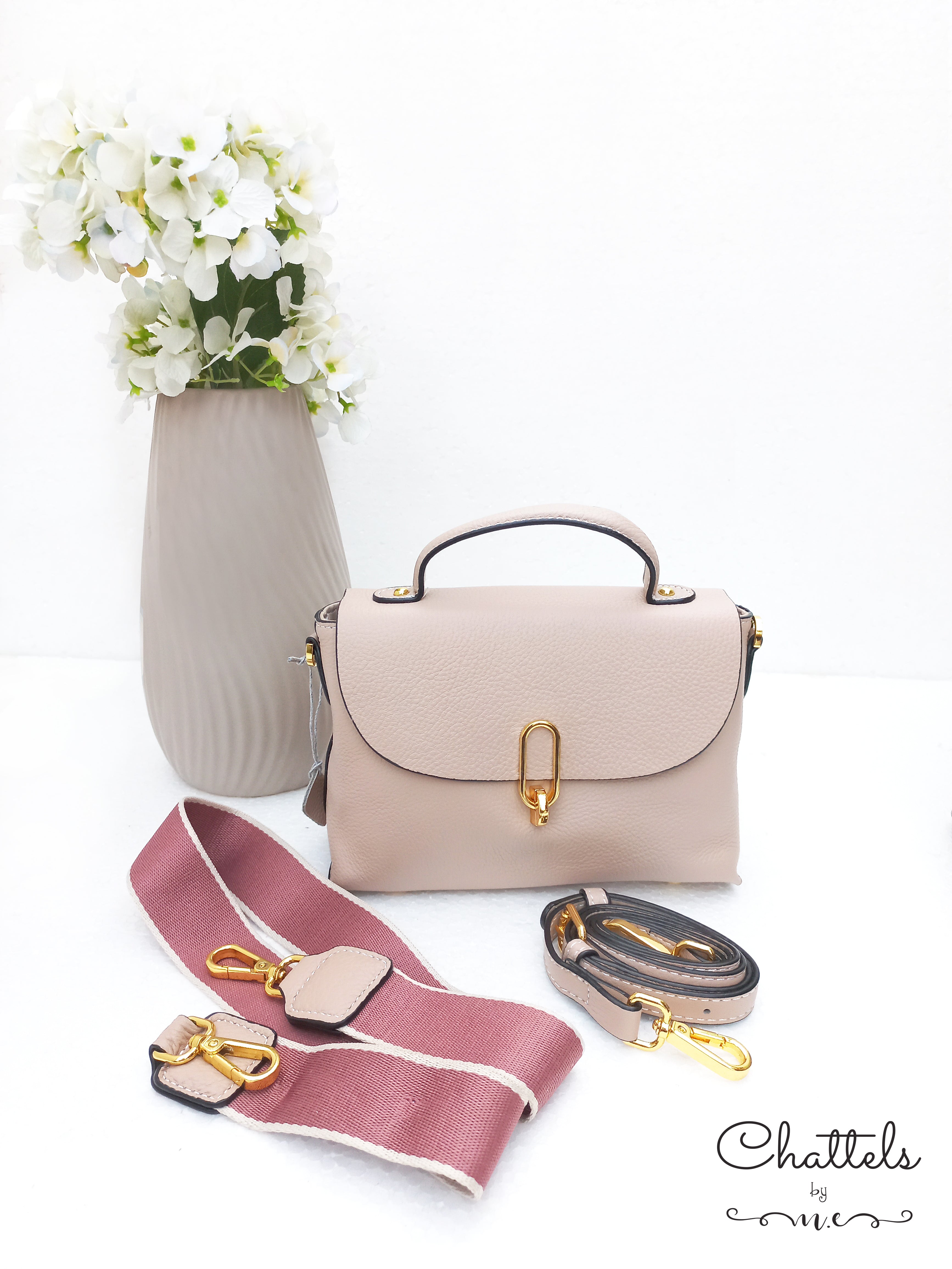 "Callie leather bag” (Beige)