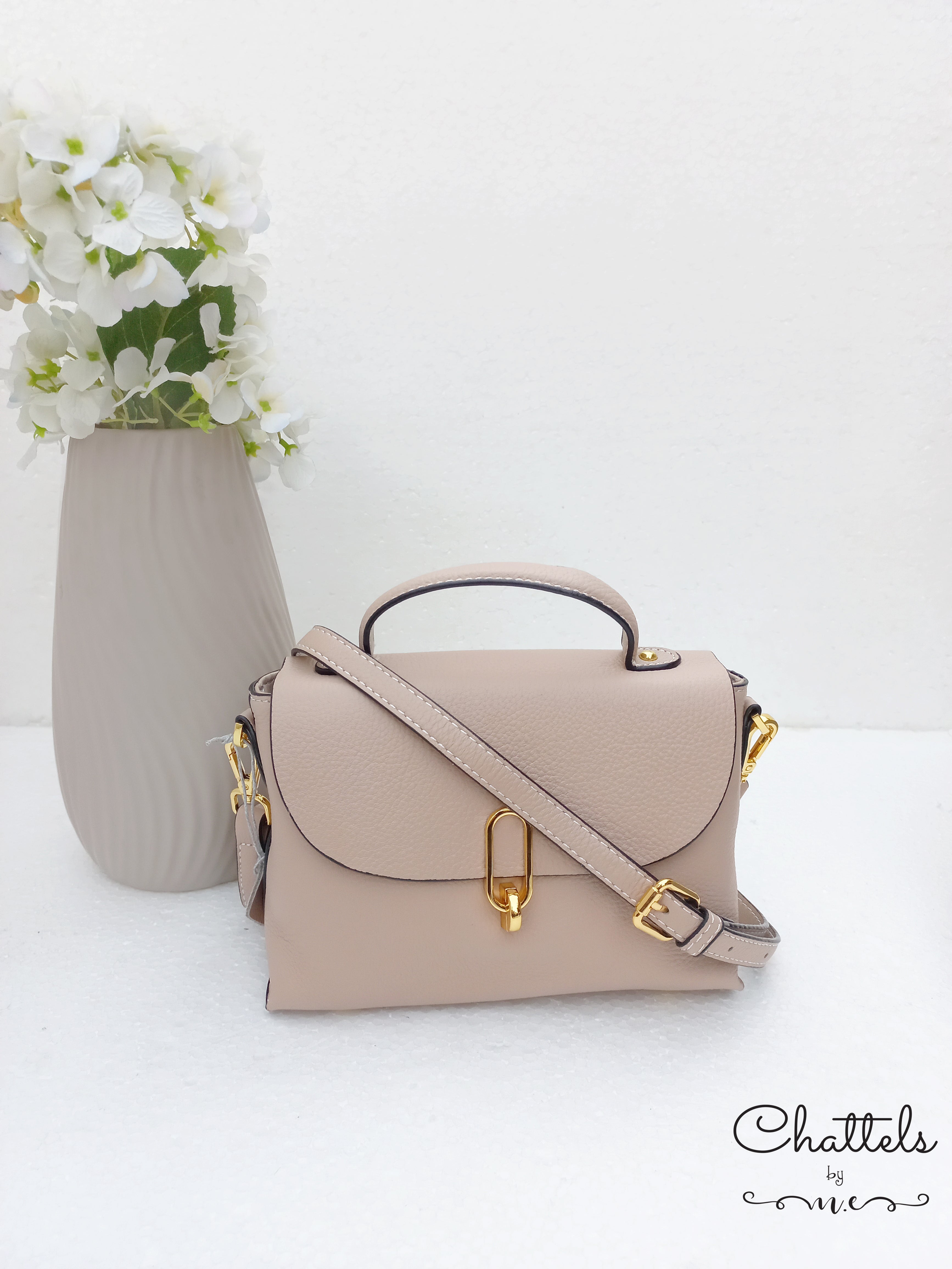 "Callie leather bag” (Beige)