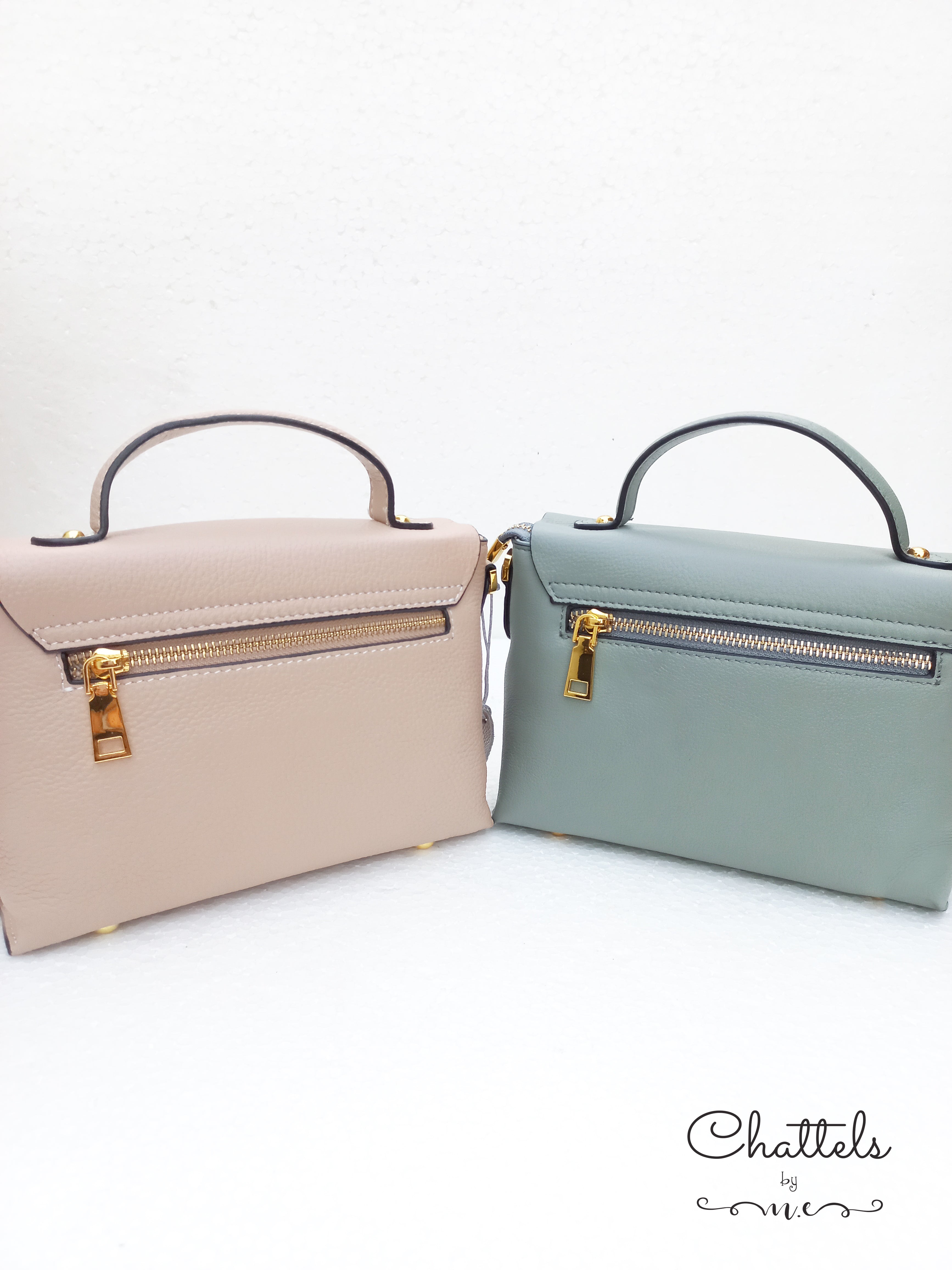 "Callie leather bag” (Grey Green)
