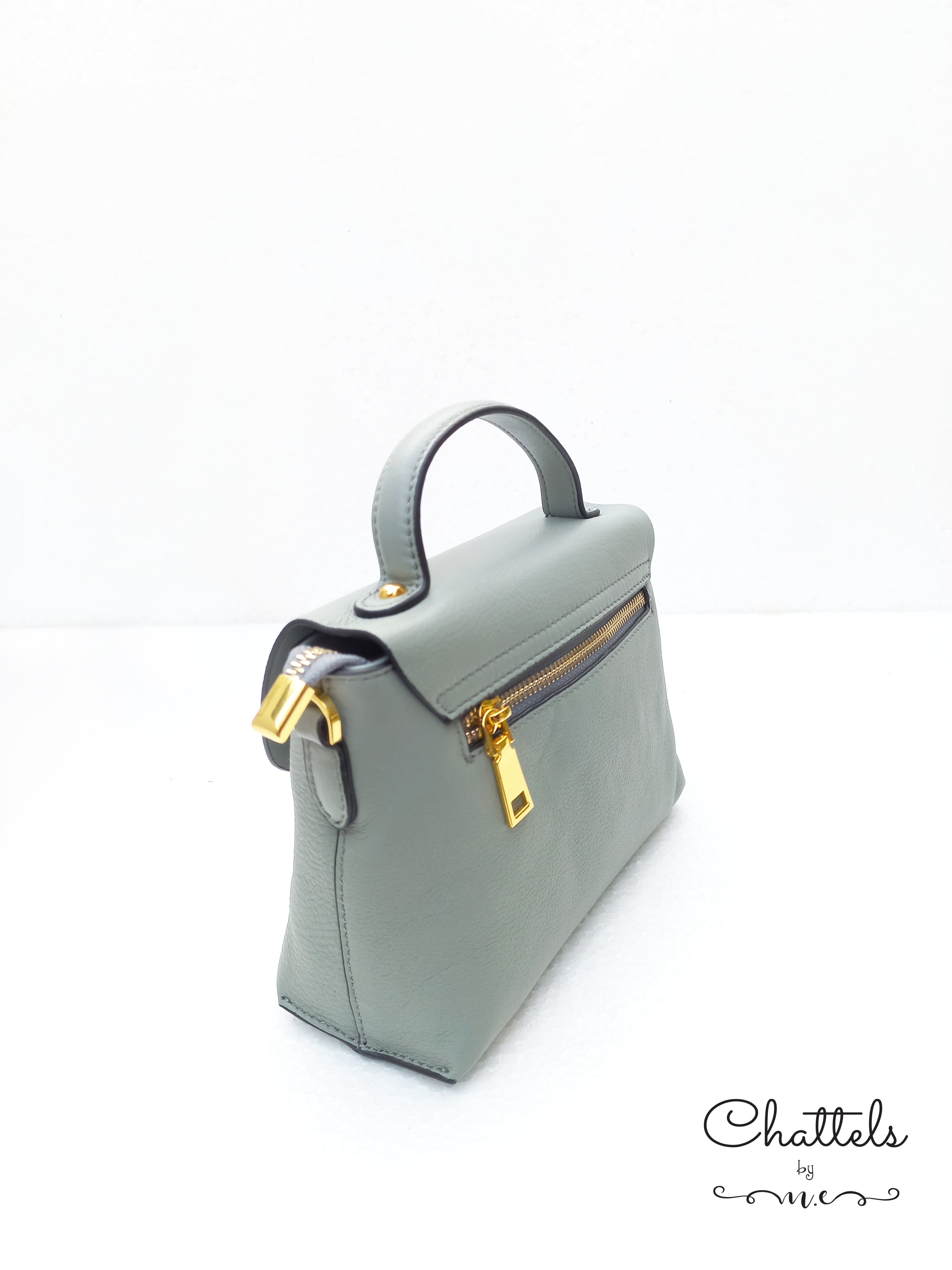 "Callie leather bag” (Grey Green)