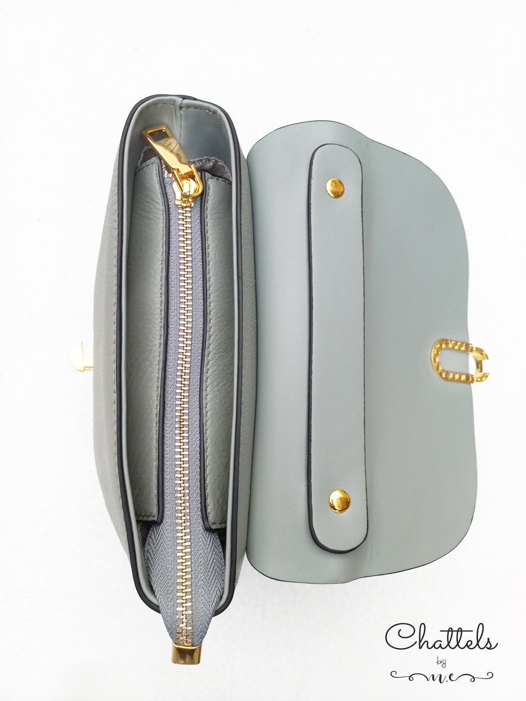 "Callie leather bag” (Grey Green)