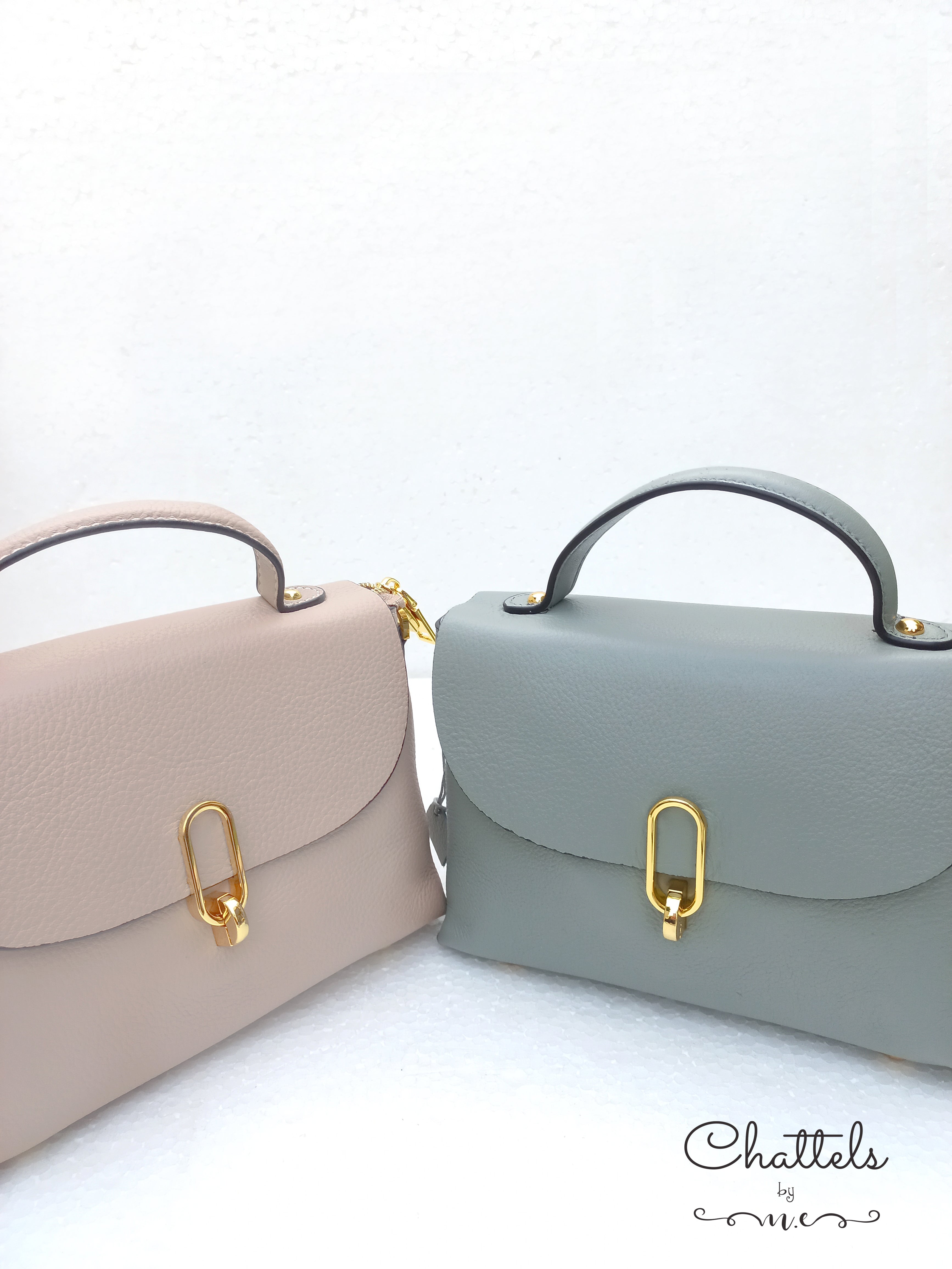 "Callie leather bag” (Grey Green)