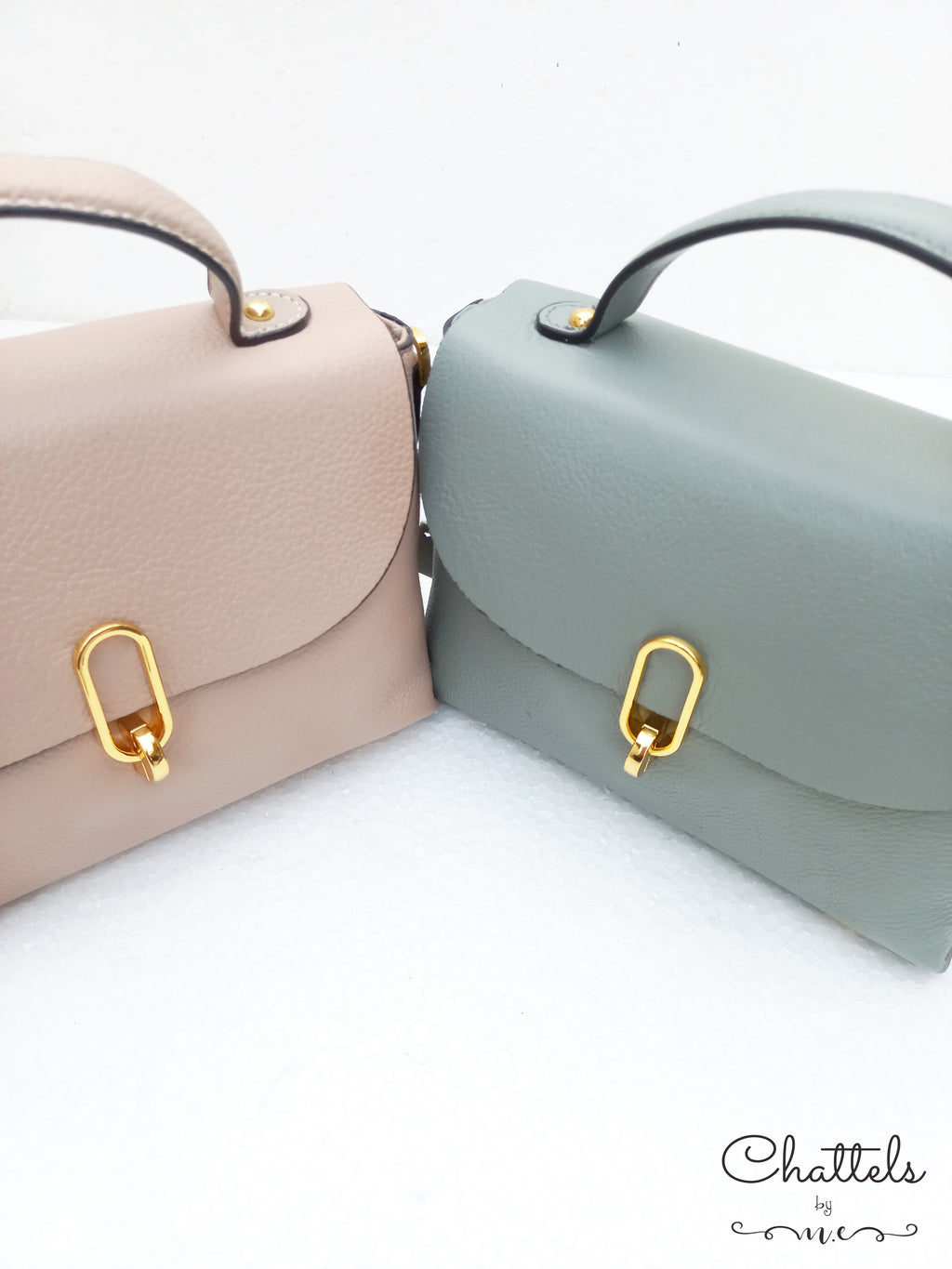 "Callie leather bag” (Beige)