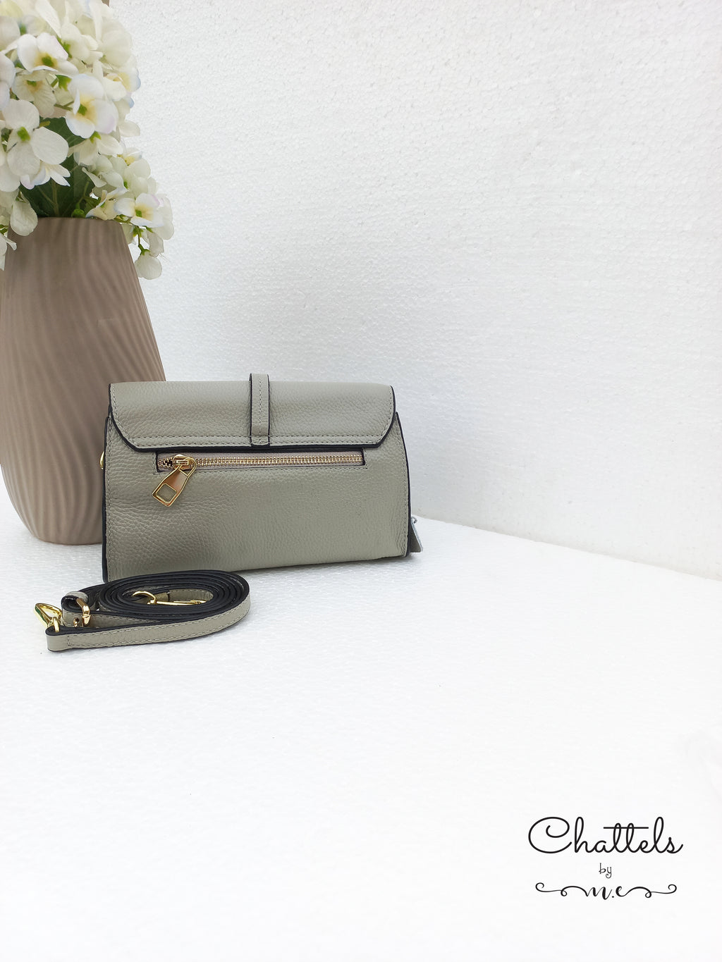 “Lou Mini Crossbody Bag” (Grey Green)