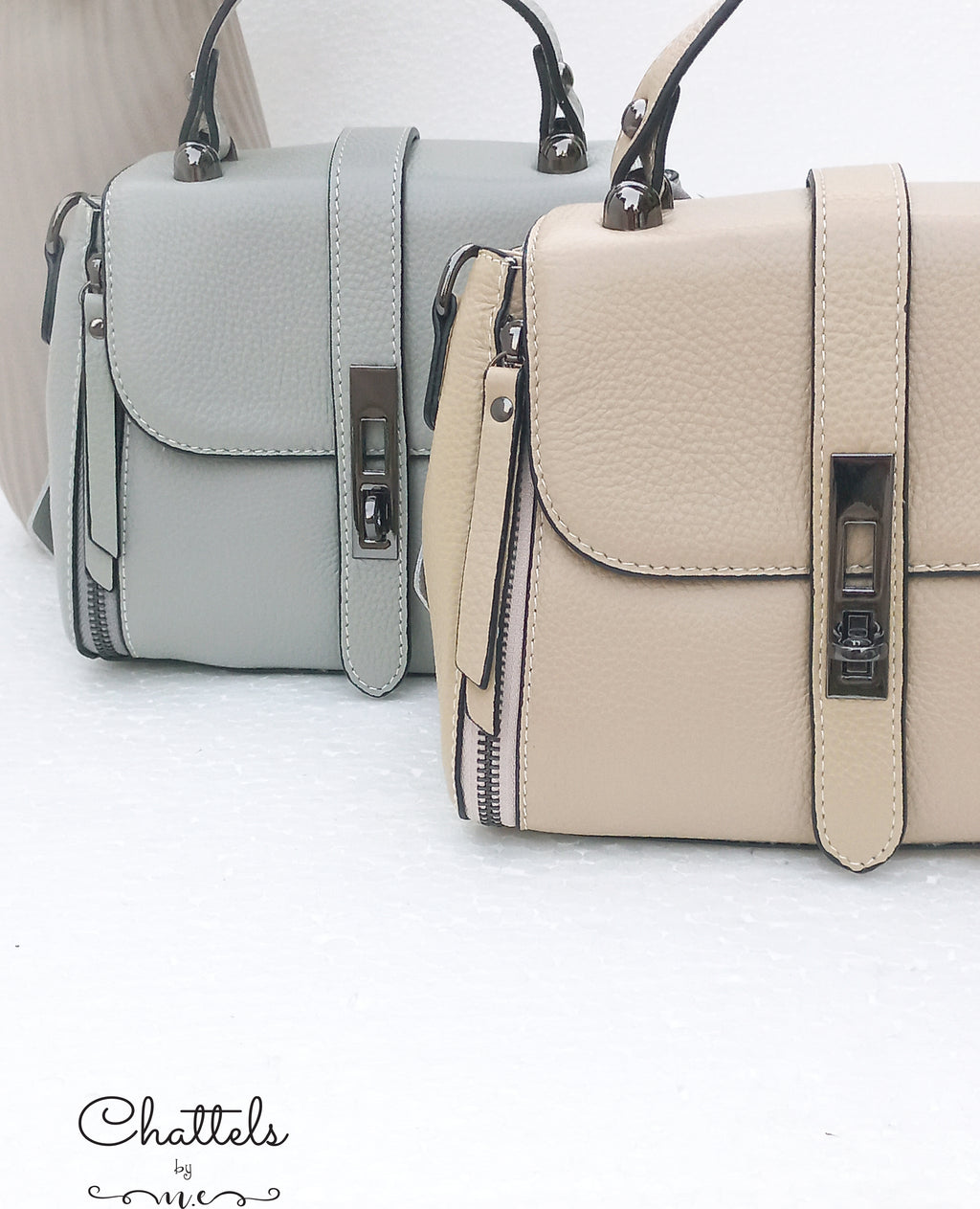 “Sierra Leather Handbag” (Khaki)