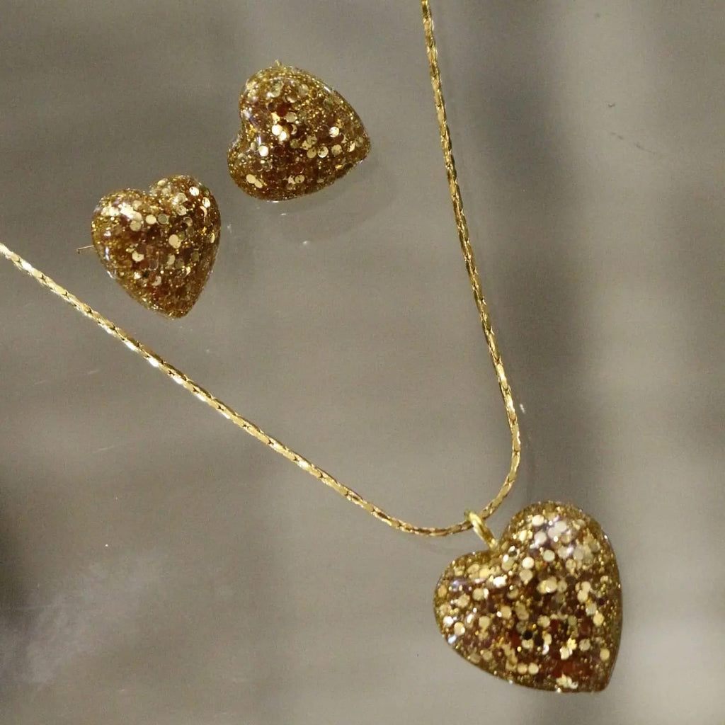 Gold Heart Pendant Set jewellery – Ziandra Pakistan