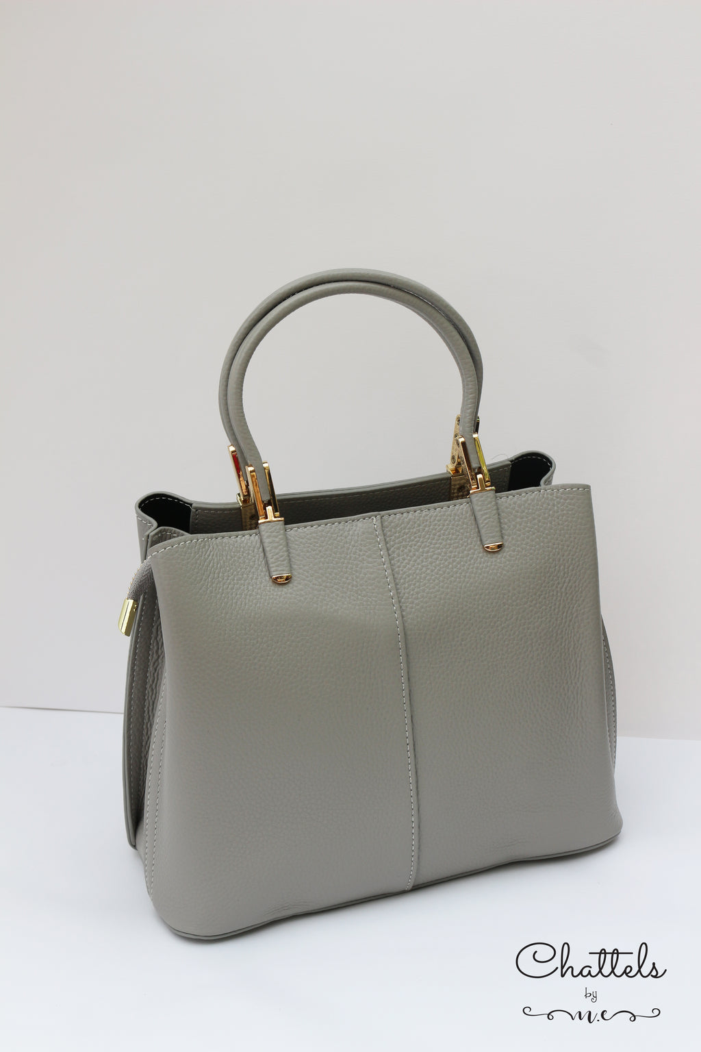 “Katlynne Leather Bag” (L.Grey)