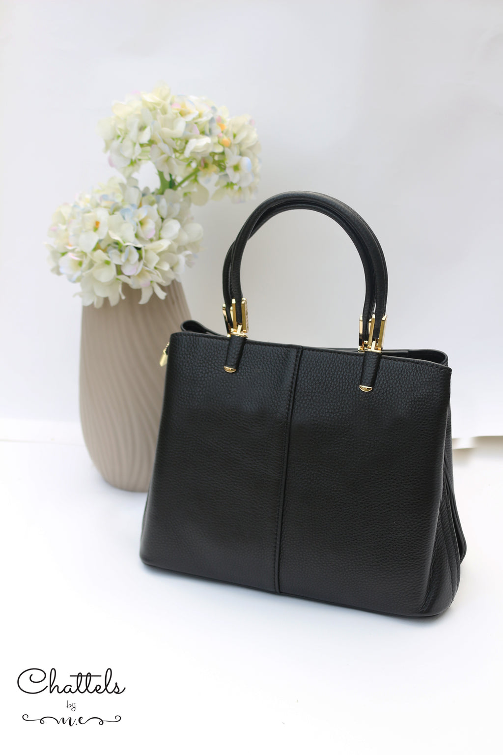 “Katlynne Leather Bag” (Black)