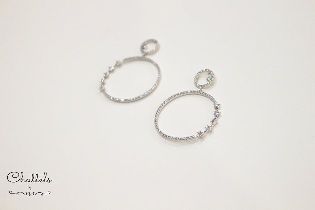 “Stella Round Drop Earrings" (Silver)