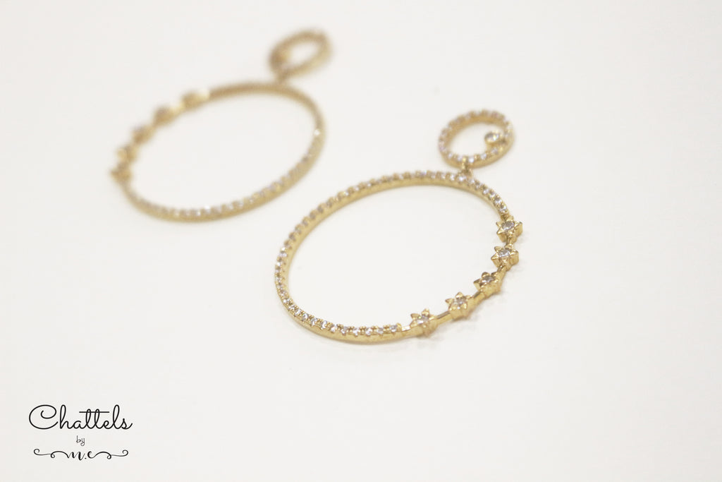 “Stella Round Drop Earrings" (Gold)