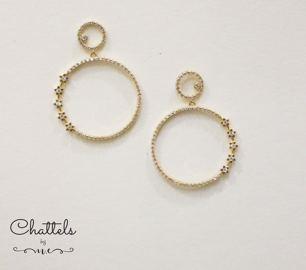 “Stella Round Drop Earrings" (Gold)