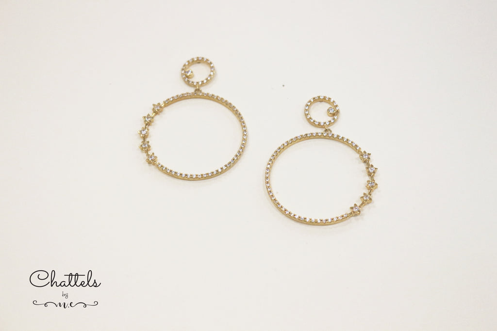 “Stella Round Drop Earrings" (Gold)
